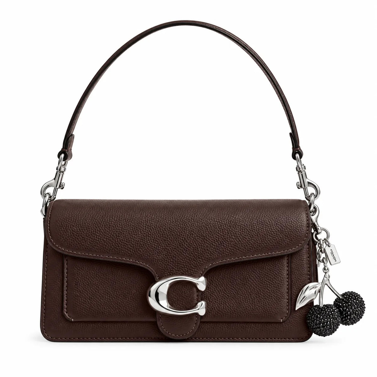 Crystal Cherry Bag Charm - Silver Black