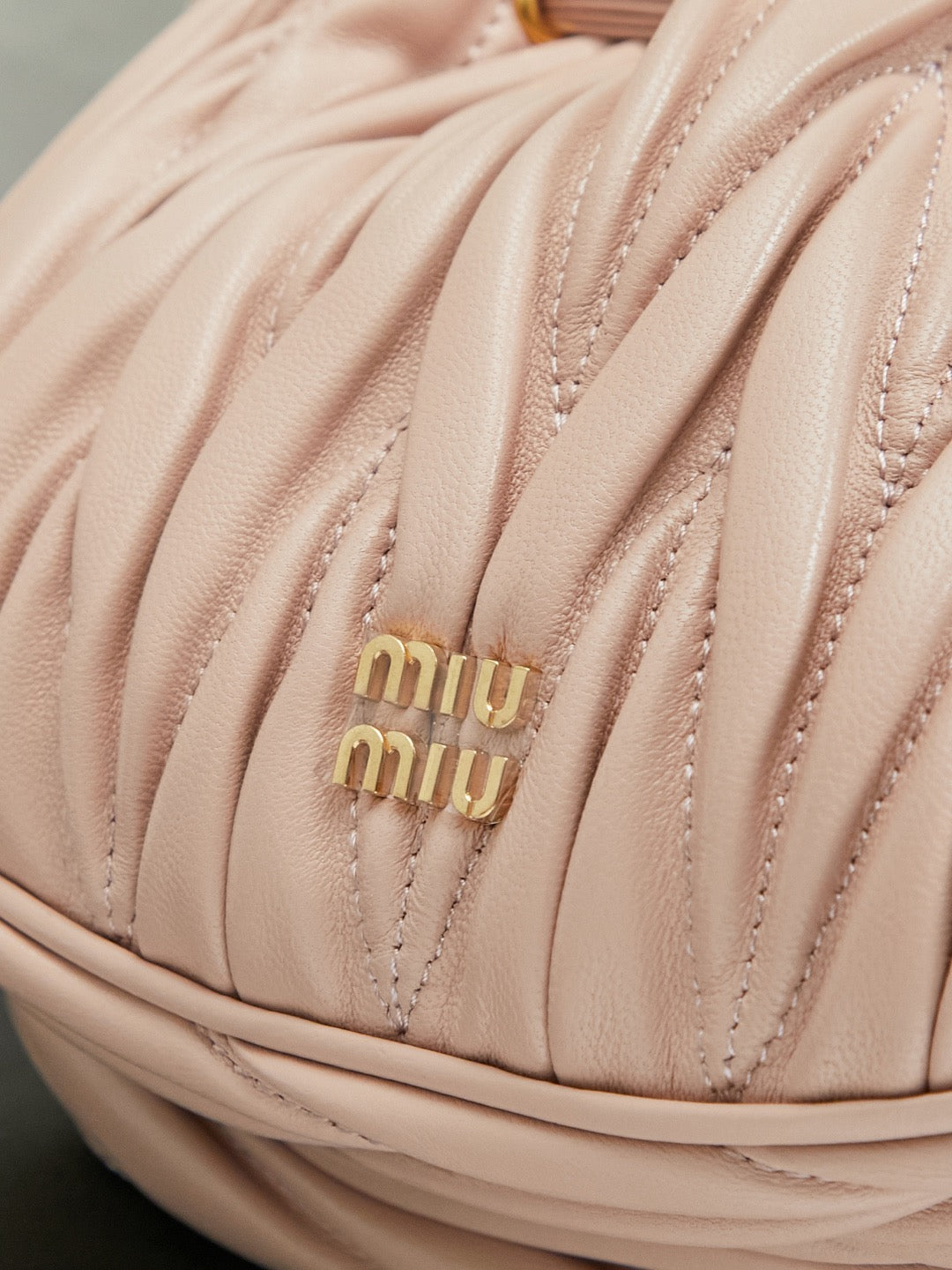 Matelassé Nappa Leather Pouch – Powder Pink