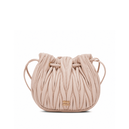 Matelassé Nappa Leather Pouch – Powder Pink