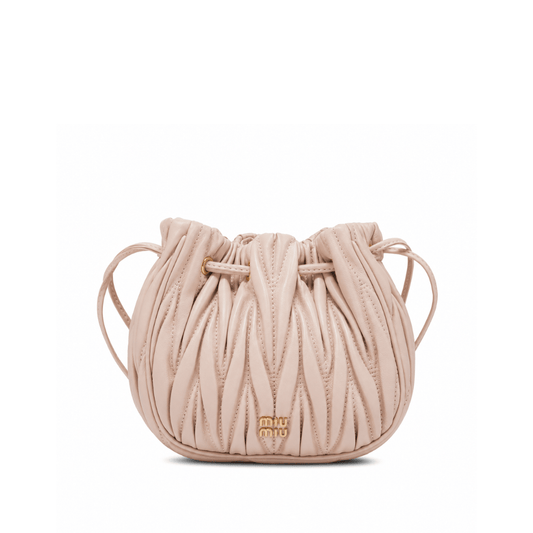 Matelassé Nappa Leather Pouch – Powder Pink