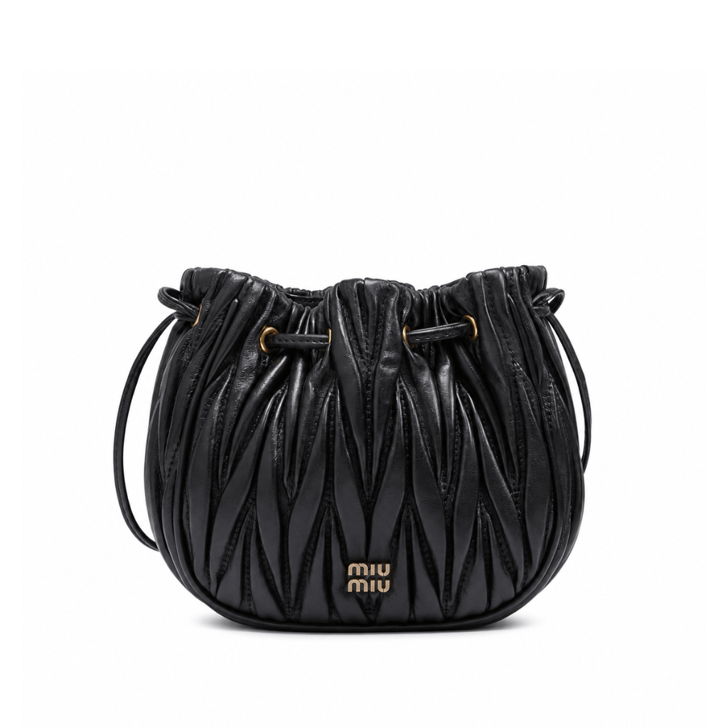 Matelassé Nappa Leather Pouch – Black