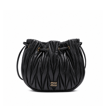 Matelassé Nappa Leather Pouch – Black