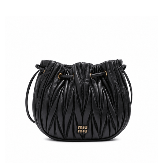 Matelassé Nappa Leather Pouch – Black