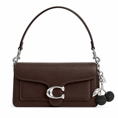 Crystal Cherry Bag Charm - Silver Black