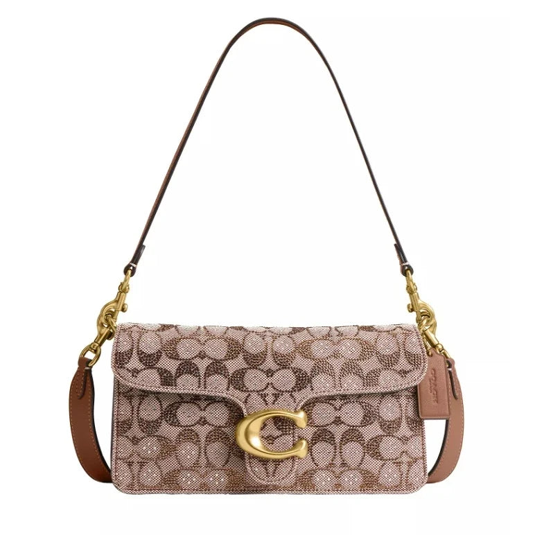 Tabby Shoulder Bag 26 In Crystal Signature Jacquard - Mushroom