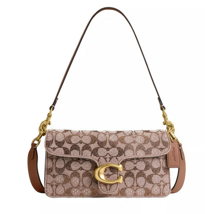 Tabby Shoulder Bag 26 In Crystal Signature Jacquard - Mushroom