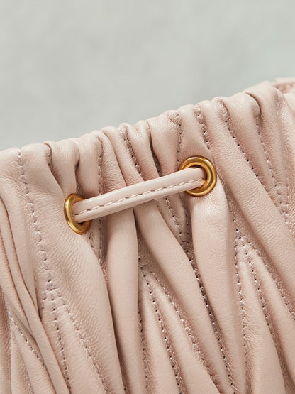 Matelassé Nappa Leather Pouch – Powder Pink